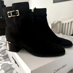 Calvin Klein Womens Faux Leather Harness Ankle